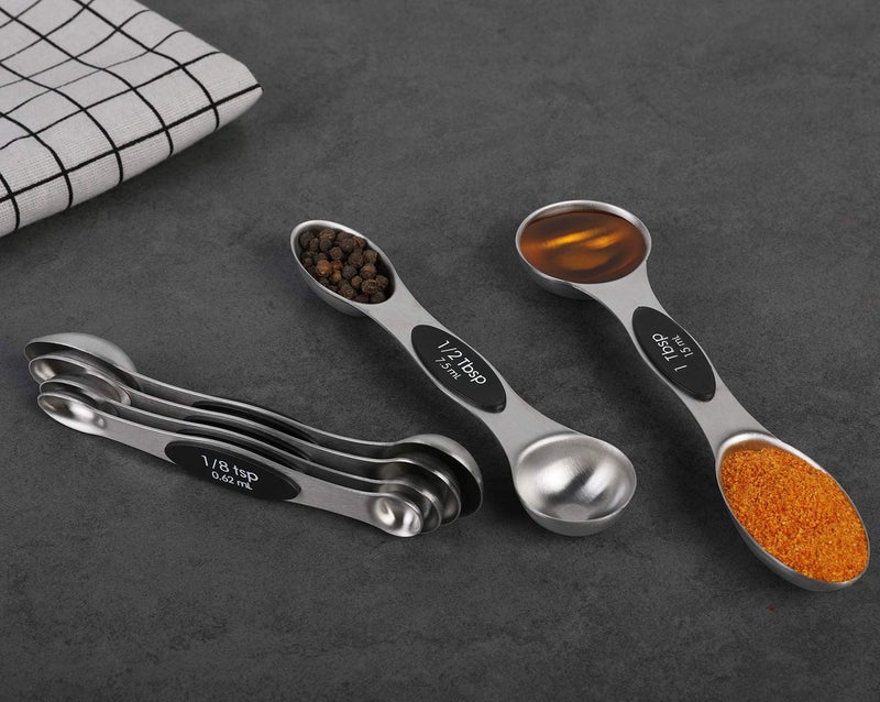 YellRin Magnetic Measuring Spoons Set of 6 Stainless Steel Dual Sided Stackable Teaspoon for Measuring Dry and Liquid Ingredients - Image 3